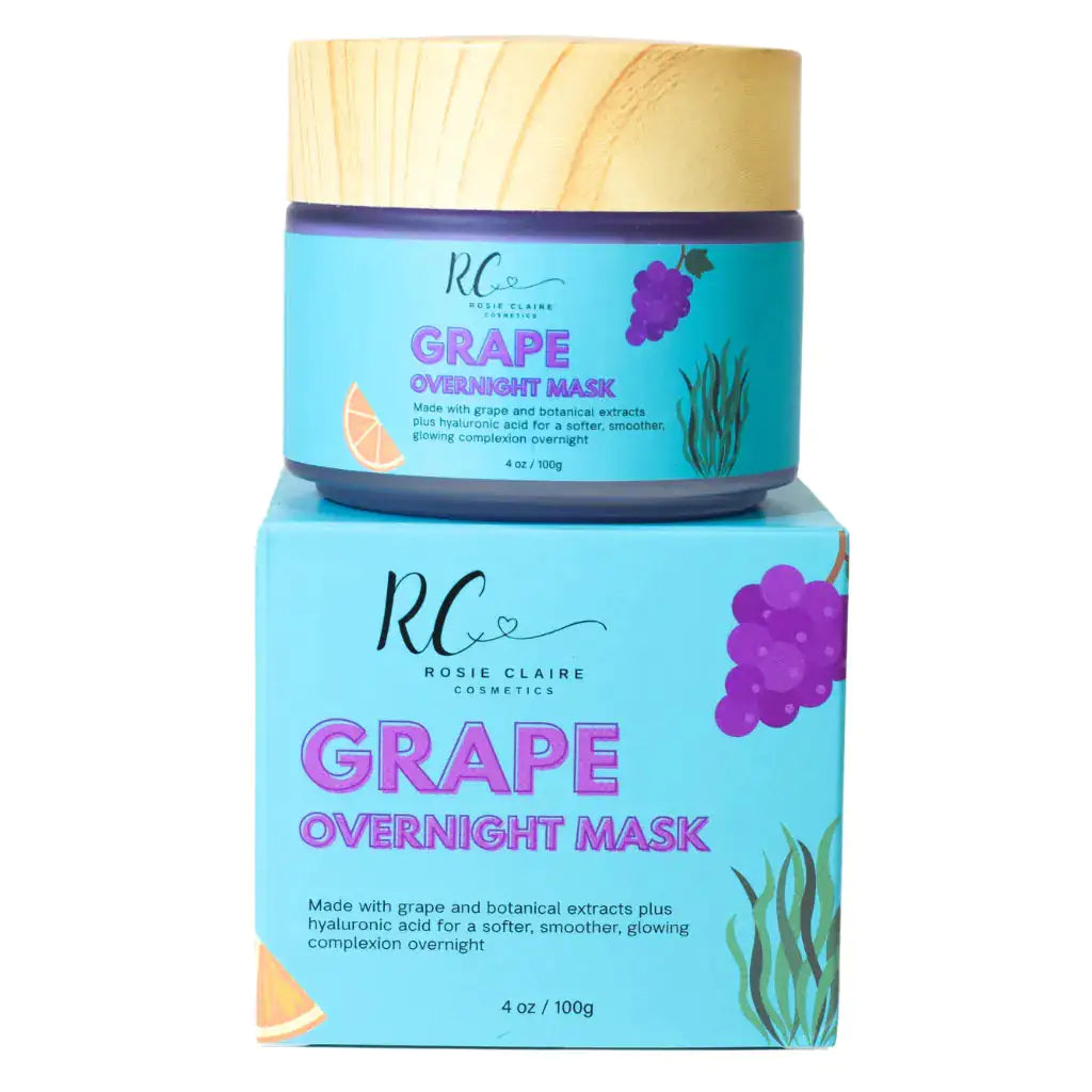 Rosie Claire Grape Overnight Mask with packaging on a white background
